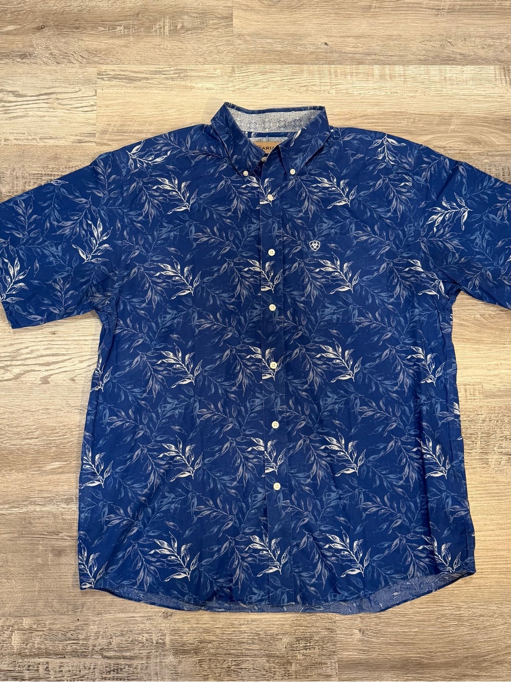 Ariat Norman Wrinkle Free Skyfall Blue Floral All Over Print Hawaiian Shirt